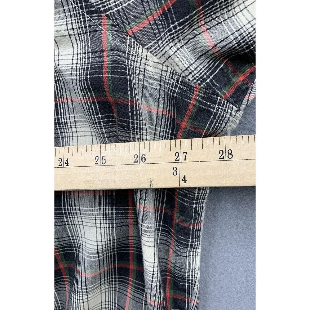 Vtg Rock Creek Ranch Pearl Snap Shirt Big Mens 2XL Green Gray Plaid Top Cowboy
